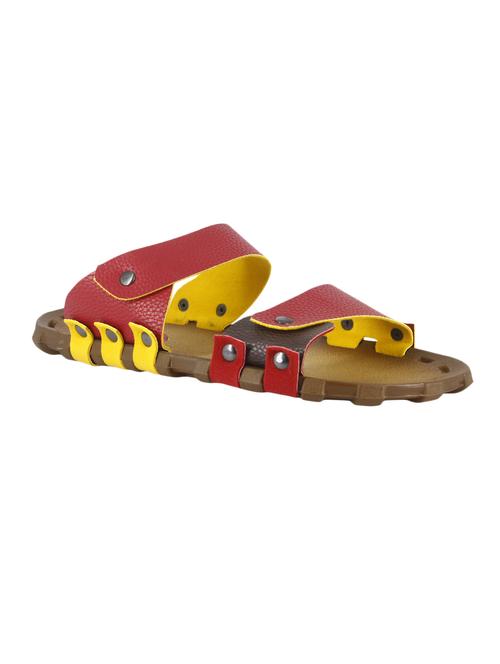 red leatherette slip on slippers - 15722394 - Standard Image - 1