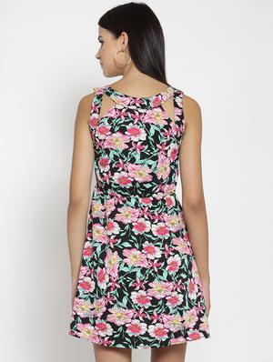 cutout detail floral a-line dress - 15723548 - Standard Image - 3