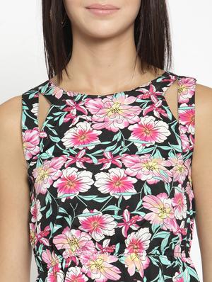 cutout detail floral a-line dress - 15723548 - Standard Image - 5