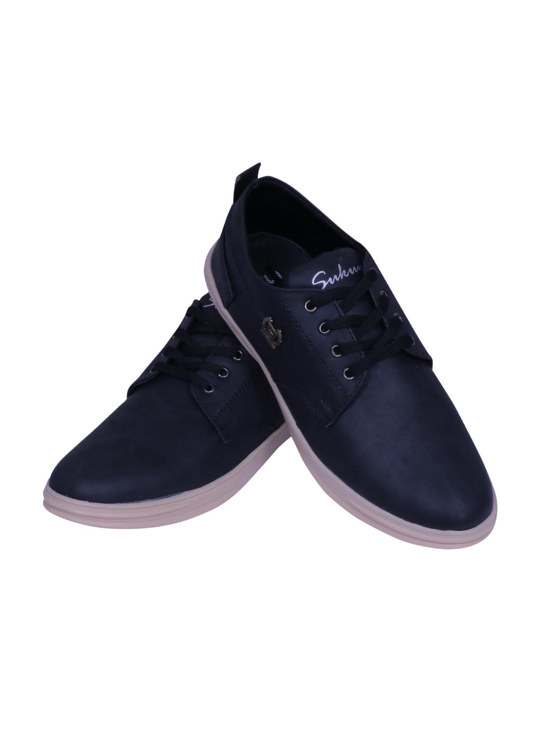 black leatherette lace up sneakers - 15724035 - Zoom Image - 1