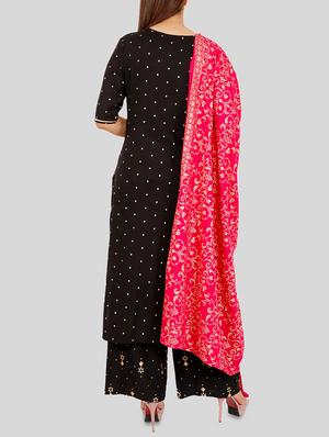 foil print straight kurta plazzo set - 15724125 - Standard Image - 3