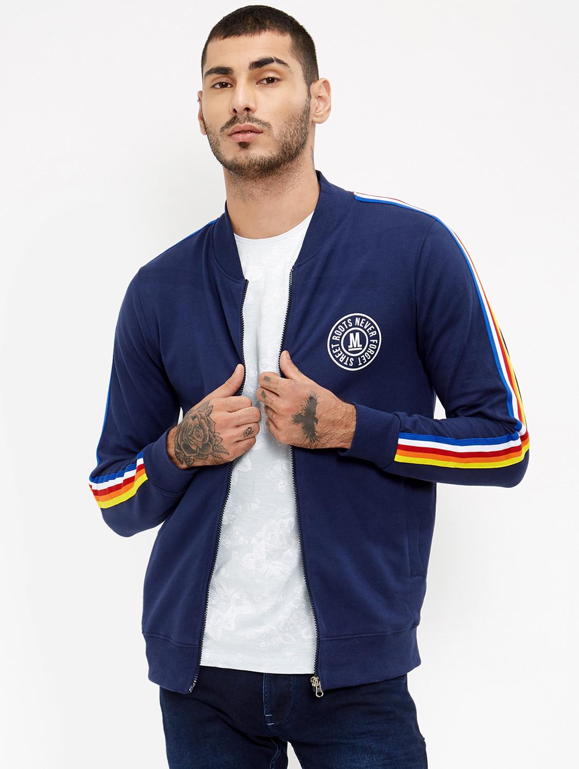 navy blue cotton casual jacket - 15724440 - Zoom Image - 1