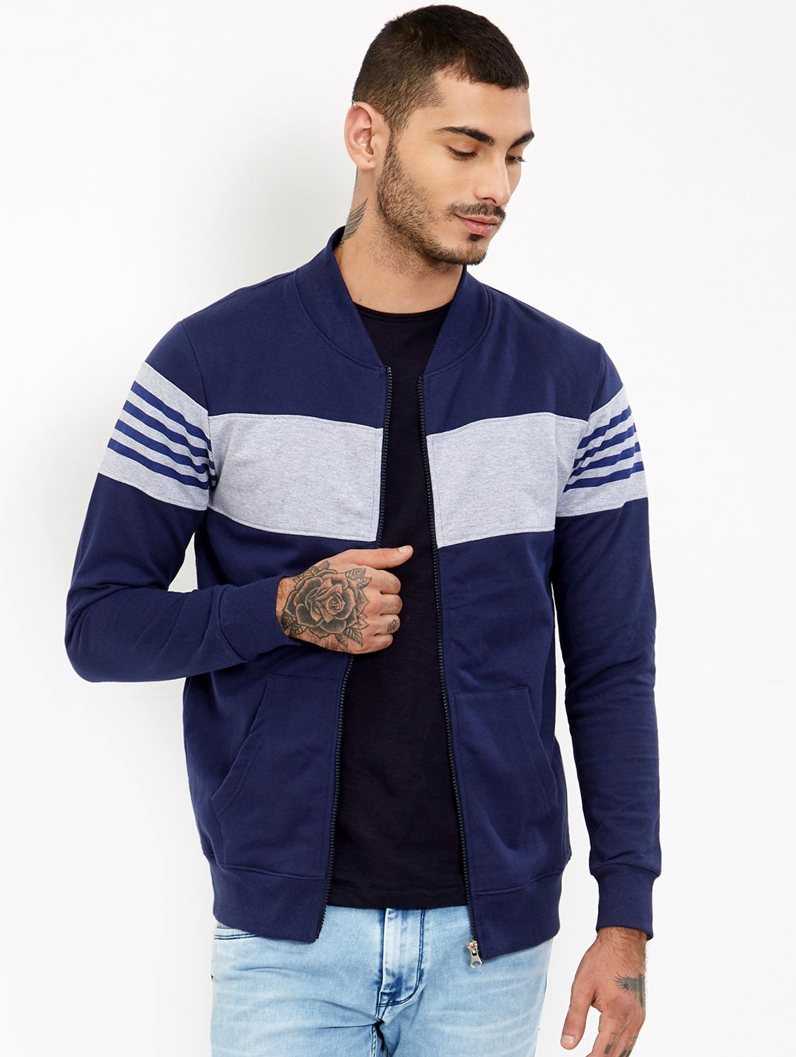 navy blue cotton casual jacket - 15724442 - Zoom Image - 1