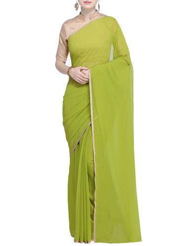 mehandi solid saree with blouse - 15724728 - Very Small Image - 1