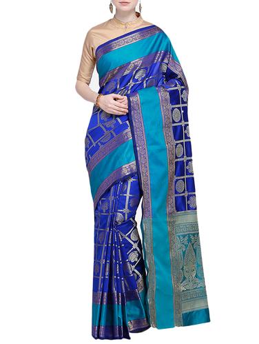 zari motif woven saree with blouse - 15724737 - Very Small Image - 1