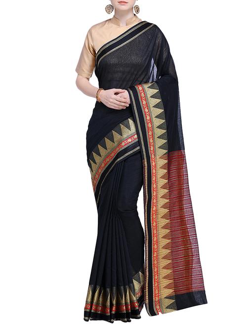 temple zari border woven saree with blouse - 15724738 - Standard Image - 1