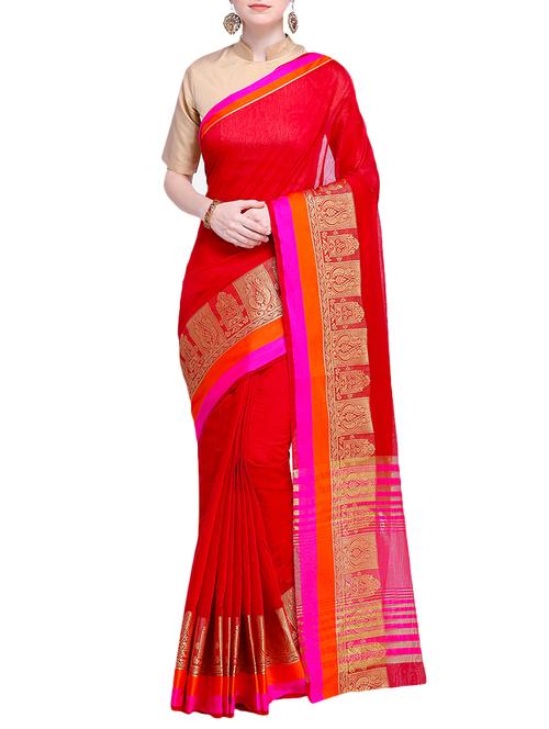 zari border woven saree with blouse - 15724739 - Standard Image - 1