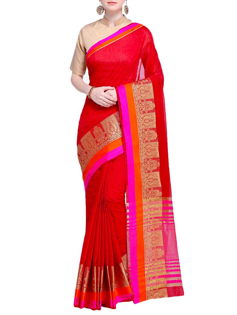 zari border woven saree with blouse - 15724739 - Zoom Image - 1