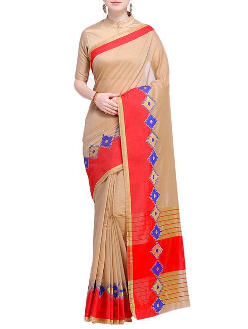 geometrical zari border woven saree with blouse - 15724740 - Standard Image - 1