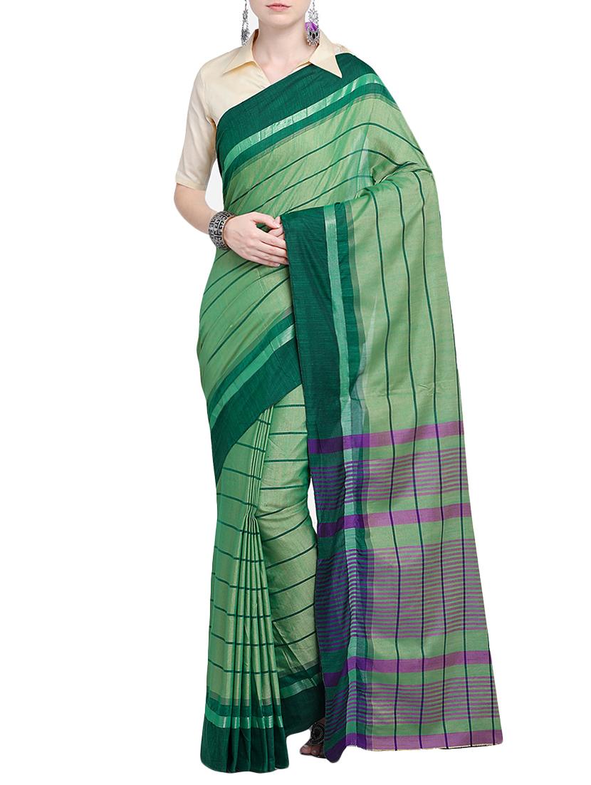 striped woven saree with blouse - 15724741 - Zoom Image - 1