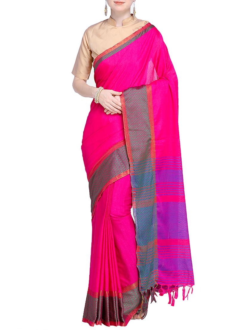 chevron zari border woven saree with blouse - 15724743 - Zoom Image - 1