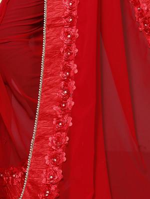 floral embroidered border saree with blouse - 15725403 - Standard Image - 3