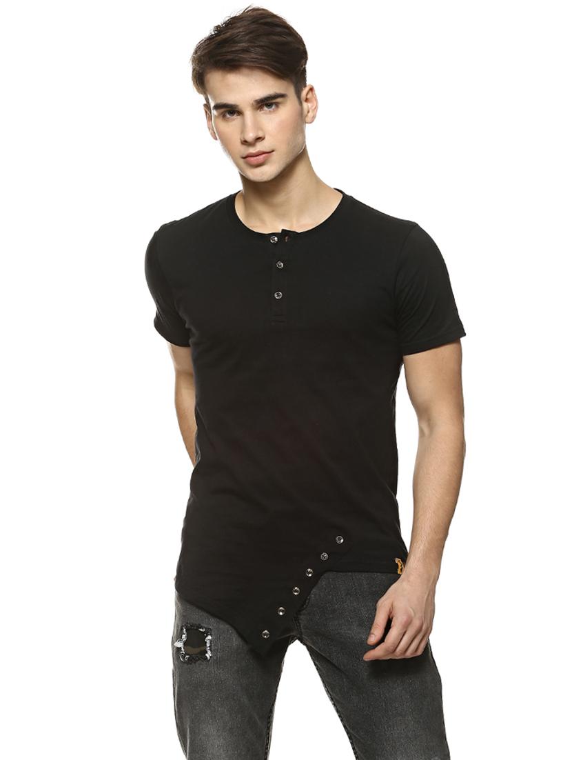 black cotton asymmetric t-shirt - 15725927 - Zoom Image - 1