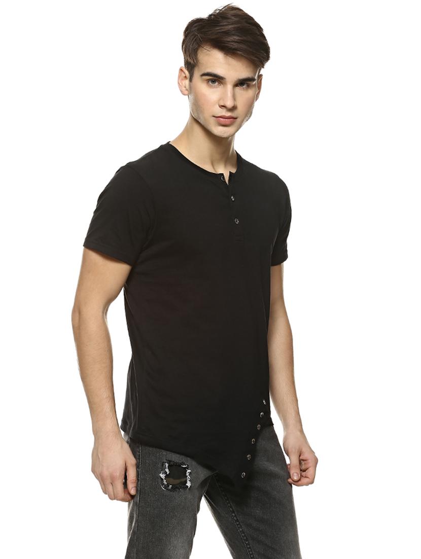 black solid asymmetric t-shirt - 15725927 - Zoom Image - 2