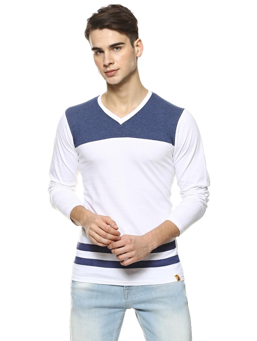 white cotton color block t-shirt - 15725947 - Zoom Image - 1