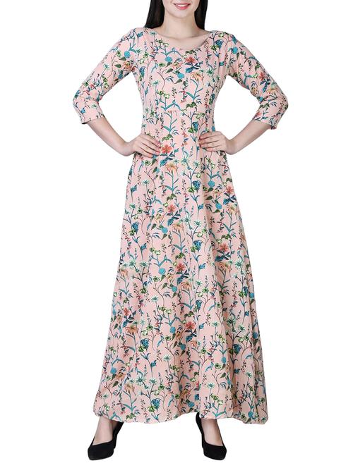 round neck floral maxi dress - 15726103 - Standard Image - 1