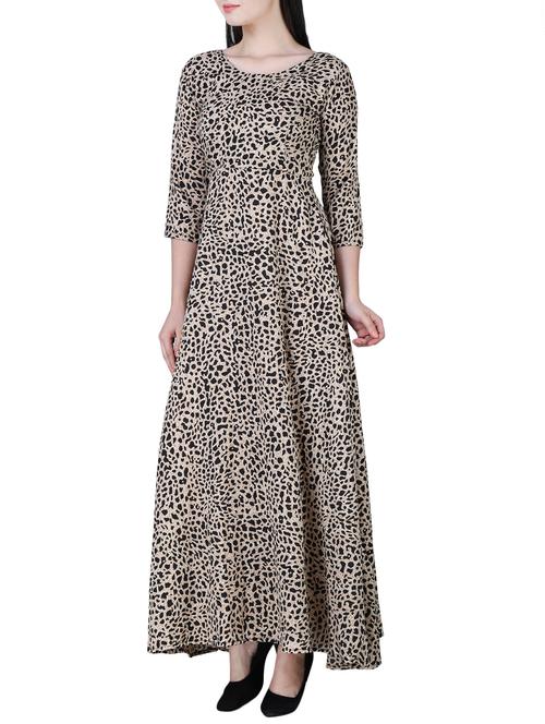 round neck animal print maxi dress - 15726104 - Standard Image - 1