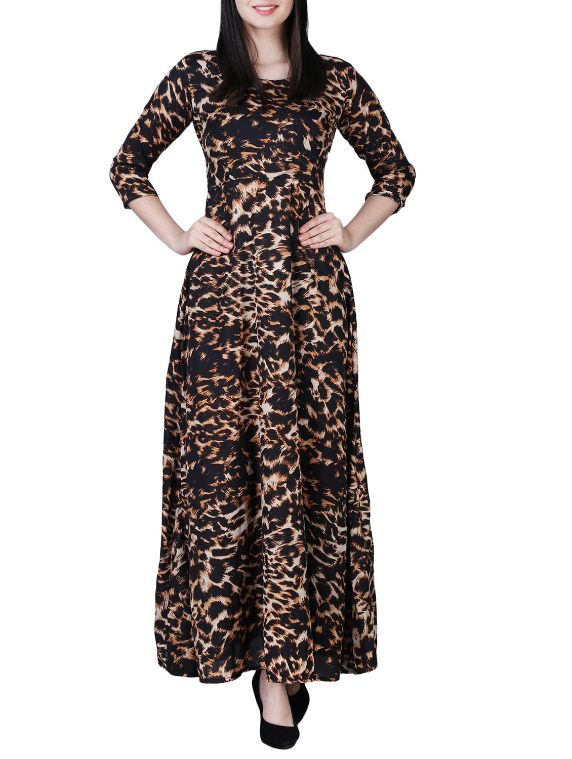 round neck animal print maxi dress - 15726107 - Zoom Image - 1