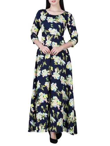 round neck floral maxi dress - 15726108 - Very Small Image - 1