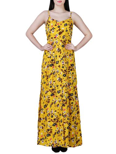 side slit floral maxi dress - 15726113 - Very Small Image - 1