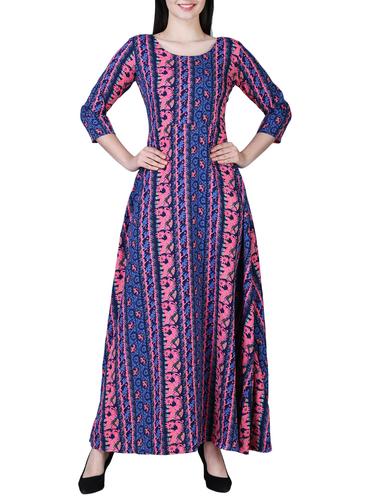 round neck flared maxi dress - 15726116 - Very Small Image - 1