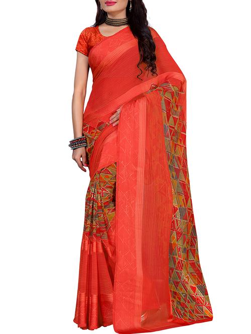 geometrical printed saree with blouse - 15726131 - Standard Image - 1