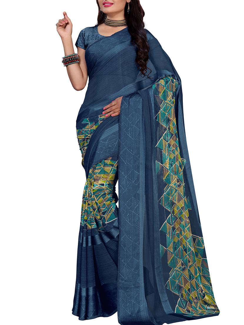 geometrical printed saree with blouse - 15726132 - Zoom Image - 1