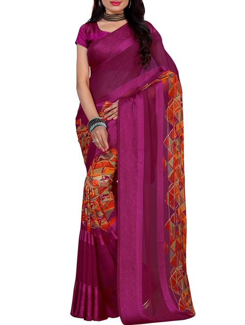 geometrical printed saree with blouse - 15726133 - Standard Image - 1