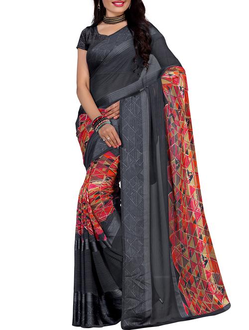 geometrical printed saree with blouse - 15726134 - Standard Image - 1