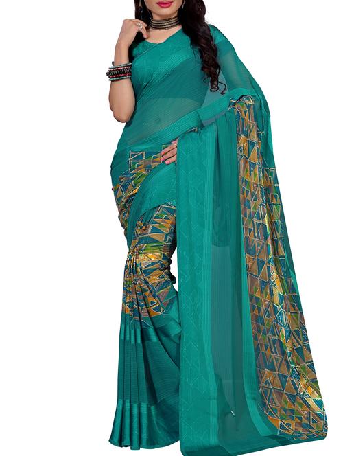 geometrical printed saree with blouse - 15726135 - Standard Image - 1