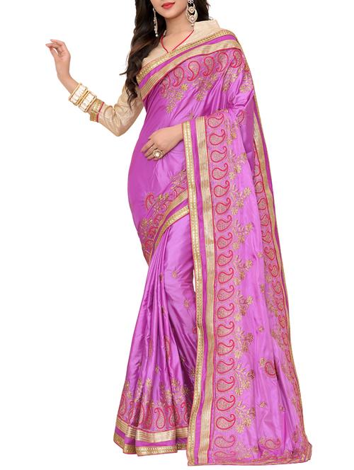 paisley embroidered saree with blouse - 15726243 - Standard Image - 1