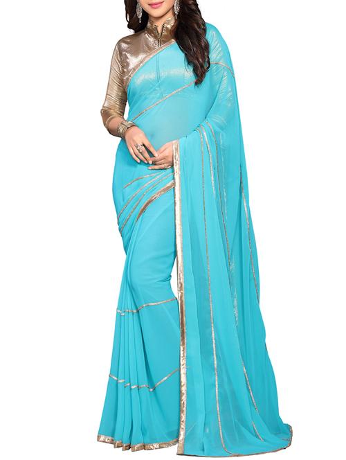 embellished lace border saree with blouse - 15726251 - Standard Image - 1