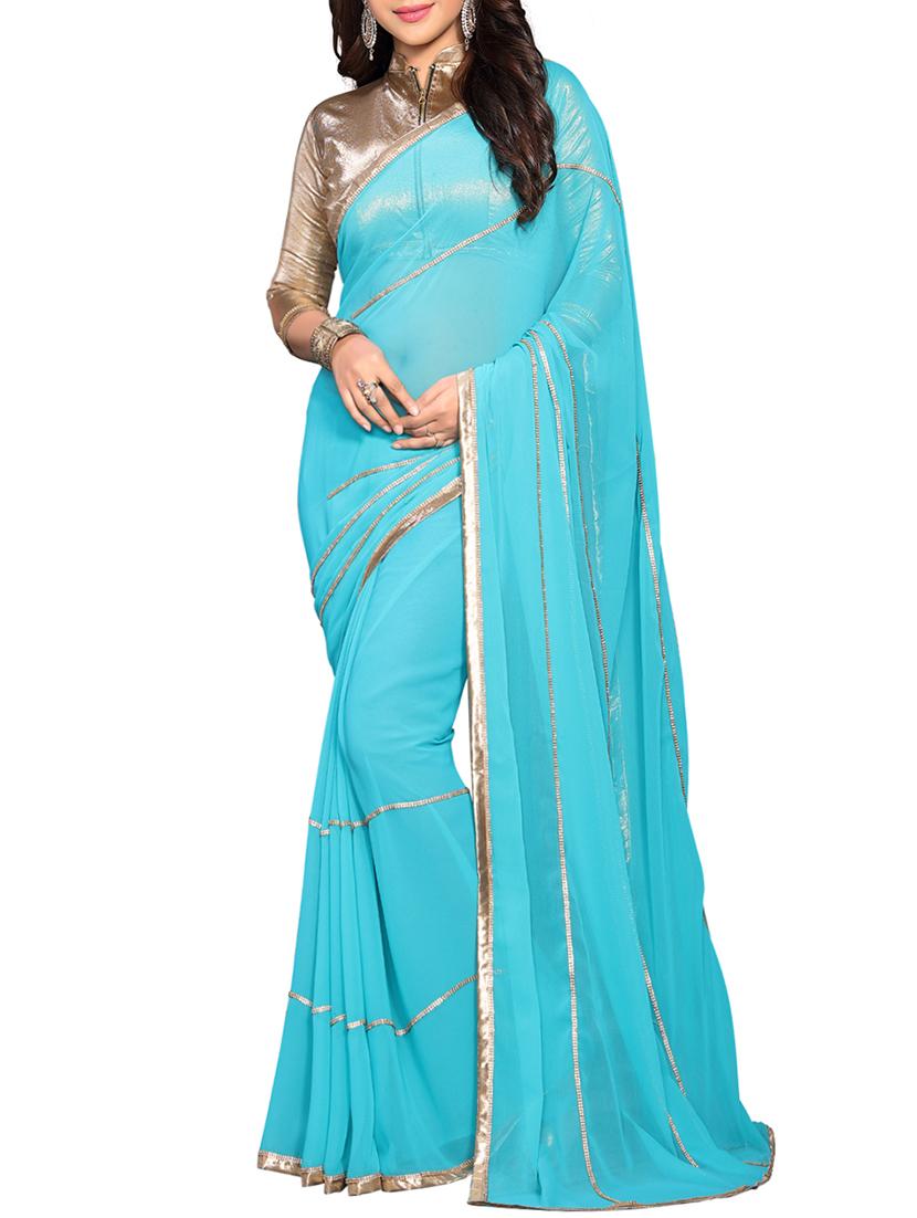 embellished lace border saree with blouse - 15726251 - Zoom Image - 1
