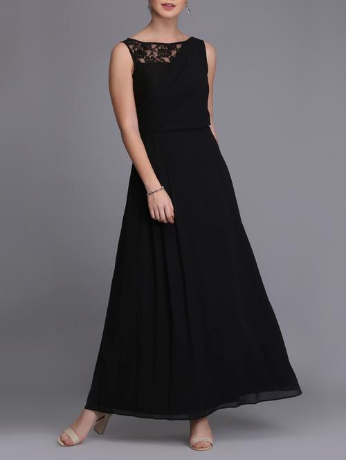 lace paneled flared maxi dress - 15726269 - Standard Image - 1
