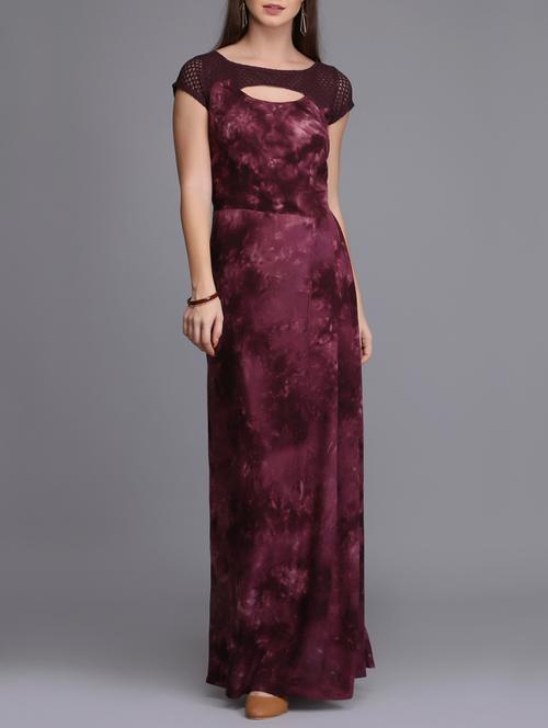 mesh paneled cut out detail maxi dress - 15726270 - Standard Image - 1