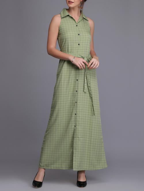 button up checkered maxi dress - 15726272 - Standard Image - 1