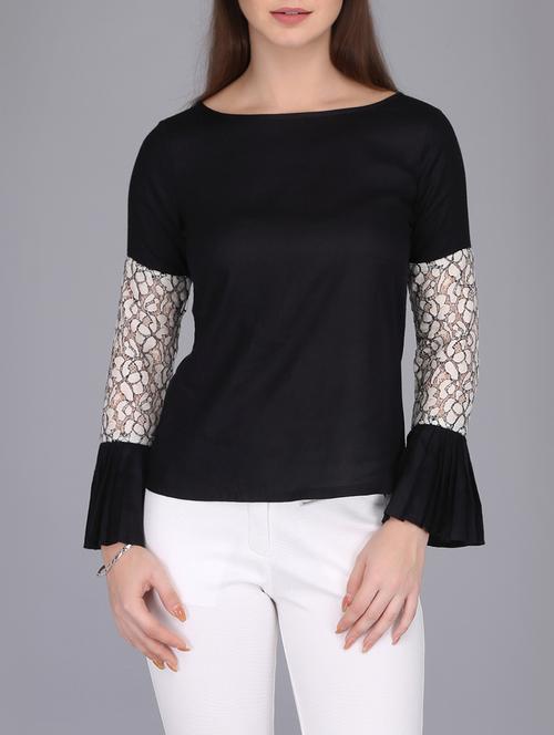 lace insert bell sleeved top - 15726285 - Standard Image - 1