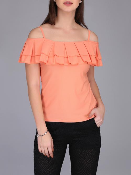 cold shoulder pleated top - 15726294 - Standard Image - 1