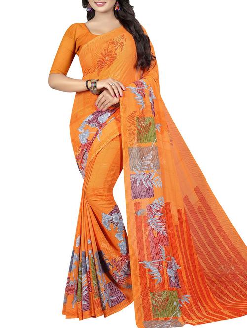 floral printed saree with blouse - 15726300 - Standard Image - 1