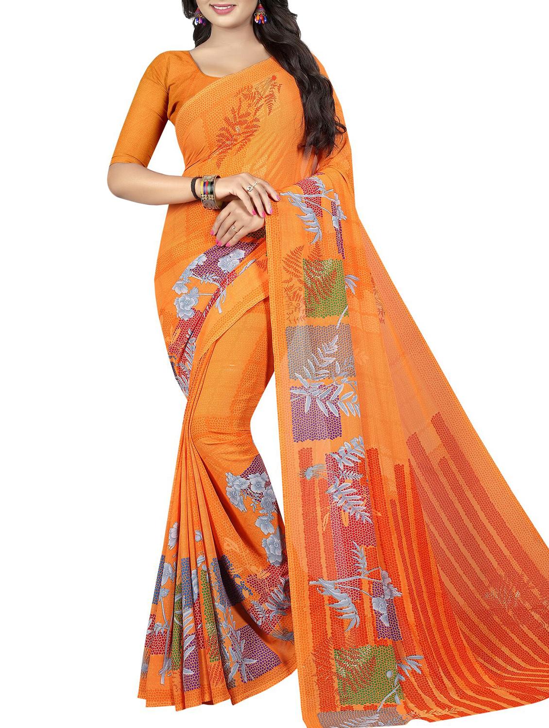 floral printed saree with blouse - 15726300 - Zoom Image - 1