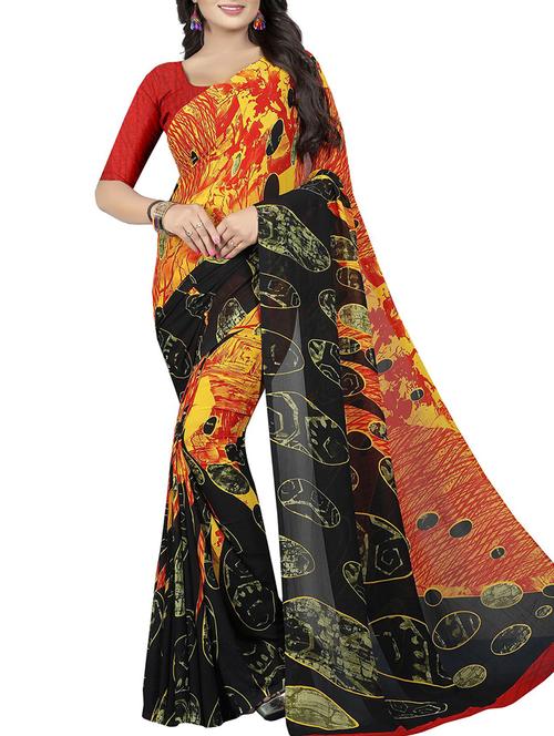 geometrical printed saree with blouse - 15726302 - Standard Image - 1