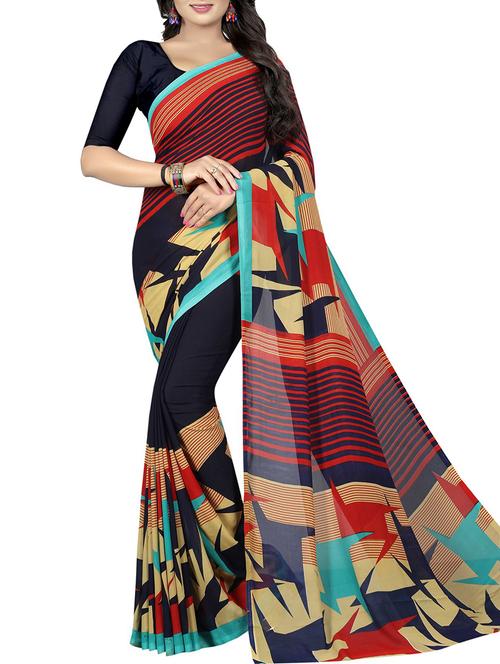 geometrical printed saree with blouse - 15726304 - Standard Image - 1