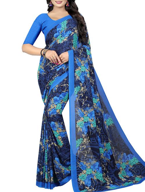 floral printed saree with blouse - 15726306 - Standard Image - 1
