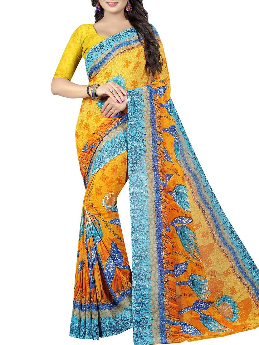 floral printed saree with blouse - 15726307 - Zoom Image - 1