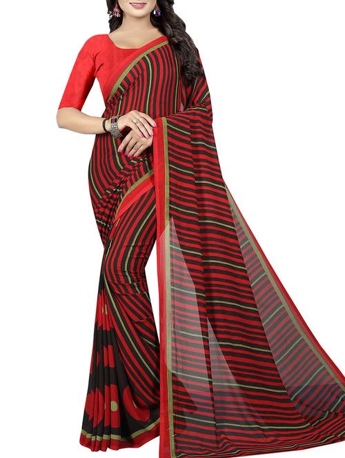 striped printed saree with blouse - 15726309 - Standard Image - 1