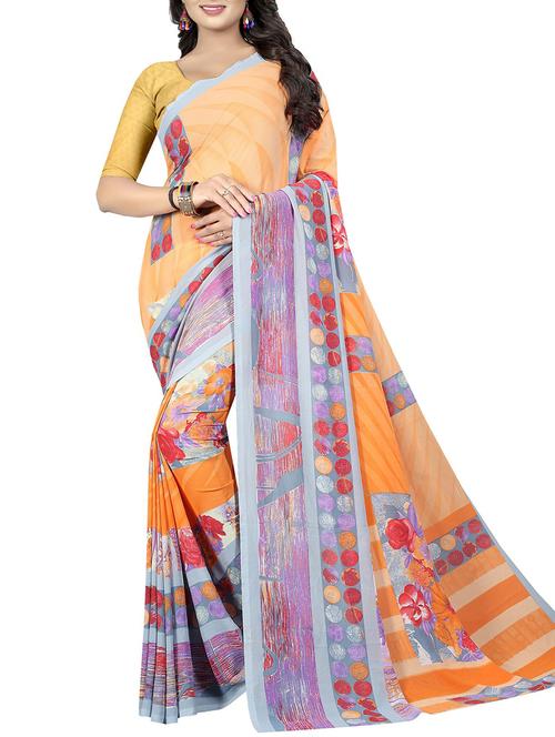 floral printed saree with blouse - 15726310 - Standard Image - 1