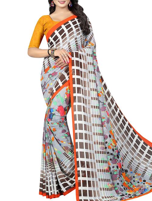 geometrical printed saree with blouse - 15726311 - Standard Image - 1
