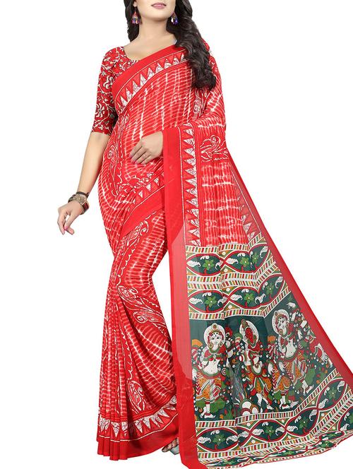 kalamkari pallu printed saree with blouse - 15726312 - Standard Image - 1