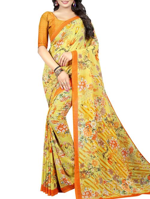 floral printed saree with blouse - 15726314 - Standard Image - 1