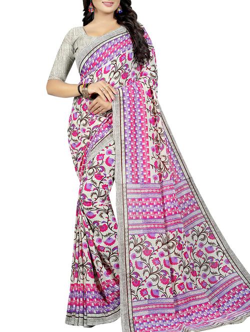 floral printed saree with blouse - 15726317 - Standard Image - 1
